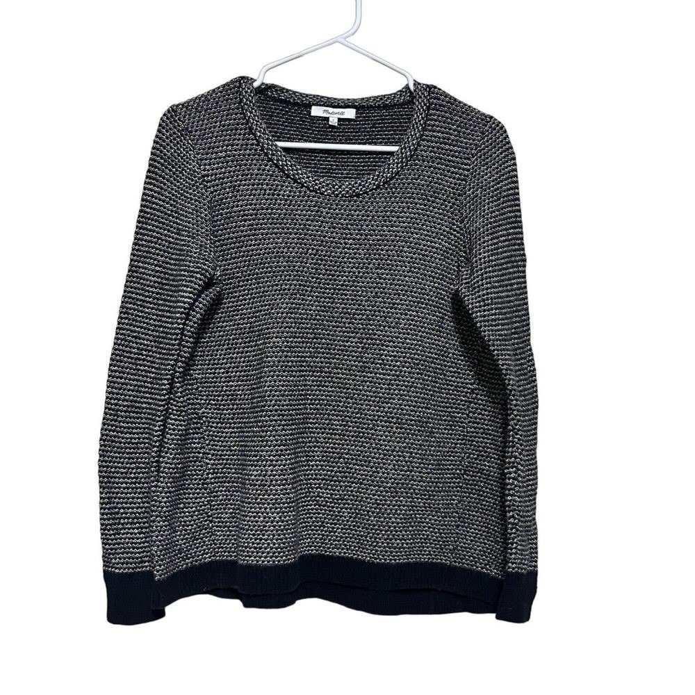 Madewell Sweater Womens Black White Textured Knit Pullover F5930 Small